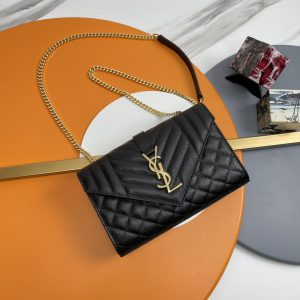 YSL Small Envelope Bag in Grained Embossed Quilted Leather
