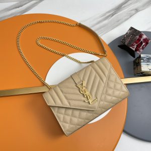 YSL Small Envelope Bag in Grained Embossed Quilted Leather