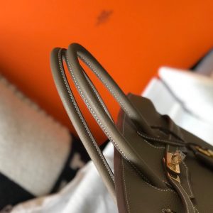 Elephant Gray Leather Birkin Bag