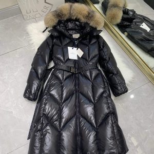 Moncler New Knee-Length Women's Down Jacket in Black