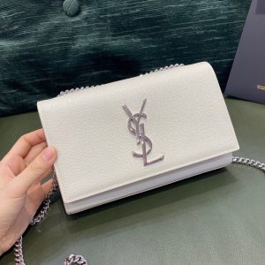 YSL Kate White Bag Silver Hardware